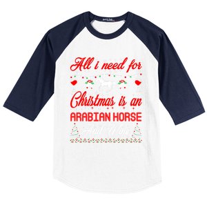 All I Want For Christmas Arabian Horse And Wine Gift Baseball Sleeve Shirt