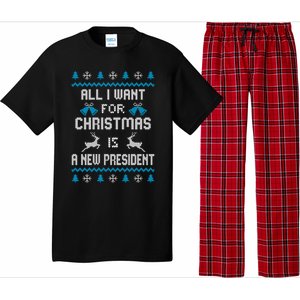 All I Want For Christmas Is A New President Funny Ugly Funny Gift Pajama Set