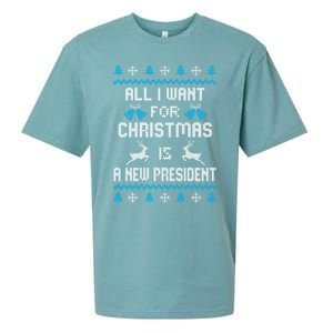 All I Want For Christmas Is A New President Funny Ugly Funny Gift Sueded Cloud Jersey T-Shirt