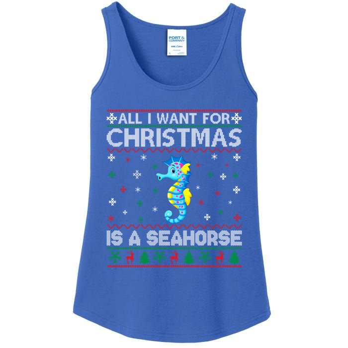 All I Want For Christmas Is A Seahorse Ugly Xmas Sweater Gift Ladies Essential Tank