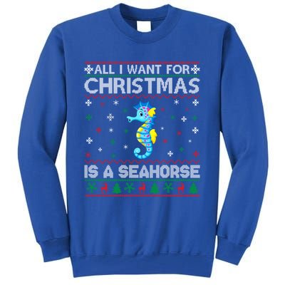 All I Want For Christmas Is A Seahorse Ugly Xmas Sweater Gift Tall Sweatshirt