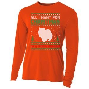 All I Want For Xmas Is A Pomeranian Dog Ugly Xmas Sweater Meaningful Gift Cooling Performance Long Sleeve Crew