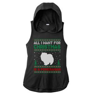 All I Want For Xmas Is A Pomeranian Dog Ugly Xmas Sweater Meaningful Gift Ladies PosiCharge Tri-Blend Wicking Draft Hoodie Tank