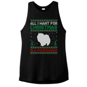 All I Want For Xmas Is A Pomeranian Dog Ugly Xmas Sweater Meaningful Gift Ladies PosiCharge Tri-Blend Wicking Tank