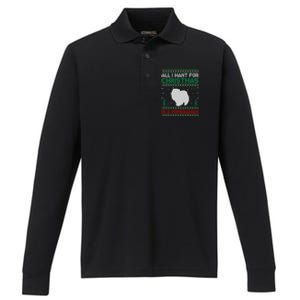 All I Want For Xmas Is A Pomeranian Dog Ugly Xmas Sweater Meaningful Gift Performance Long Sleeve Polo