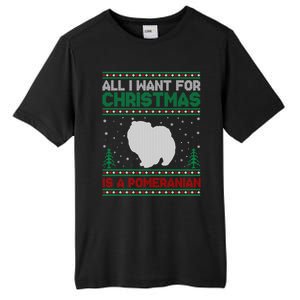 All I Want For Xmas Is A Pomeranian Dog Ugly Xmas Sweater Meaningful Gift Tall Fusion ChromaSoft Performance T-Shirt