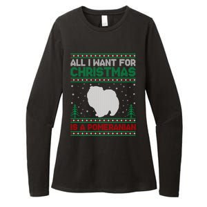 All I Want For Xmas Is A Pomeranian Dog Ugly Xmas Sweater Meaningful Gift Womens CVC Long Sleeve Shirt