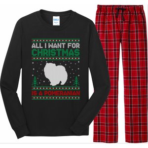 All I Want For Xmas Is A Pomeranian Dog Ugly Xmas Sweater Meaningful Gift Long Sleeve Pajama Set