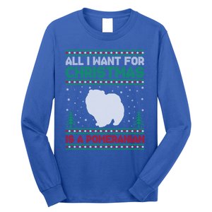 All I Want For Xmas Is A Pomeranian Dog Ugly Xmas Sweater Meaningful Gift Long Sleeve Shirt