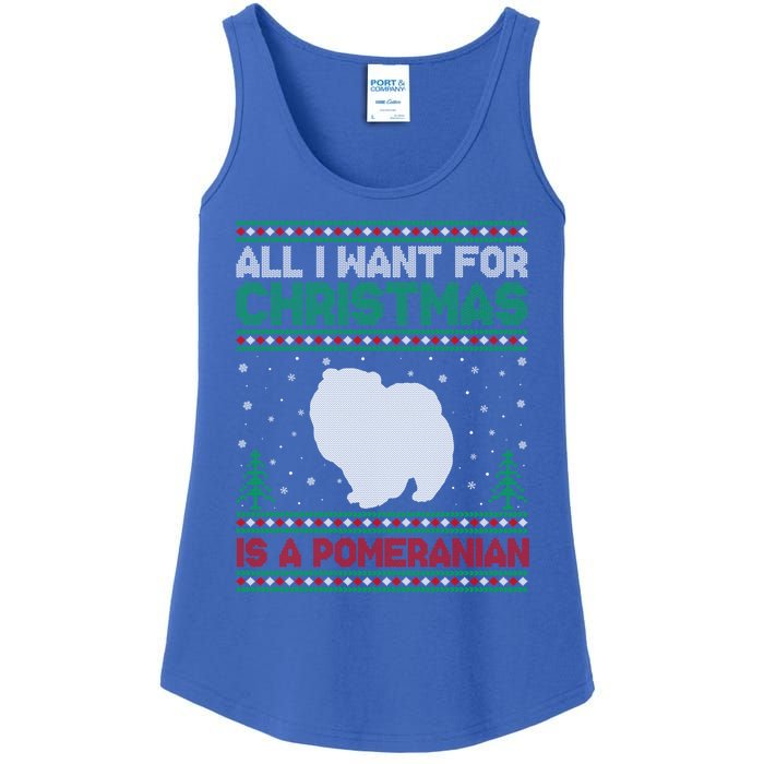 All I Want For Xmas Is A Pomeranian Dog Ugly Xmas Sweater Meaningful Gift Ladies Essential Tank