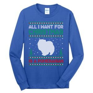 All I Want For Xmas Is A Pomeranian Dog Ugly Xmas Sweater Meaningful Gift Tall Long Sleeve T-Shirt