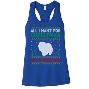 All I Want For Xmas Is A Pomeranian Dog Ugly Xmas Sweater Meaningful Gift Women's Racerback Tank