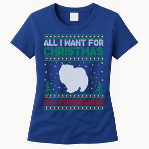 All I Want For Xmas Is A Pomeranian Dog Ugly Xmas Sweater Meaningful Gift Women's T-Shirt