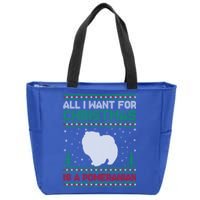 All I Want For Xmas Is A Pomeranian Dog Ugly Xmas Sweater Meaningful Gift Zip Tote Bag