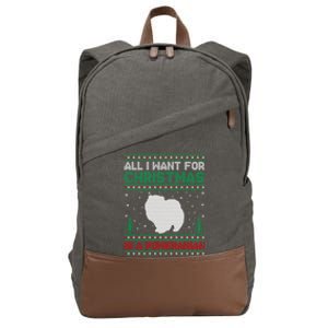 All I Want For Xmas Is A Pomeranian Dog Ugly Xmas Sweater Meaningful Gift Cotton Canvas Backpack