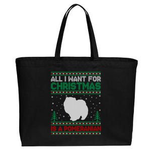 All I Want For Xmas Is A Pomeranian Dog Ugly Xmas Sweater Meaningful Gift Cotton Canvas Jumbo Tote