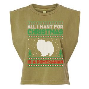 All I Want For Xmas Is A Pomeranian Dog Ugly Xmas Sweater Meaningful Gift Garment-Dyed Women's Muscle Tee