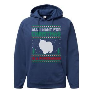 All I Want For Xmas Is A Pomeranian Dog Ugly Xmas Sweater Meaningful Gift Performance Fleece Hoodie