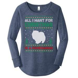 All I Want For Xmas Is A Pomeranian Dog Ugly Xmas Sweater Meaningful Gift Women's Perfect Tri Tunic Long Sleeve Shirt