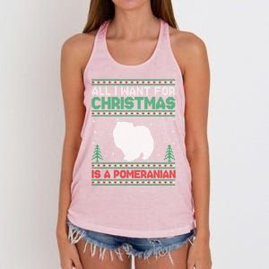 All I Want For Xmas Is A Pomeranian Dog Ugly Xmas Sweater Meaningful Gift Women's Knotted Racerback Tank