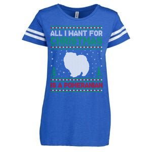 All I Want For Xmas Is A Pomeranian Dog Ugly Xmas Sweater Meaningful Gift Enza Ladies Jersey Football T-Shirt