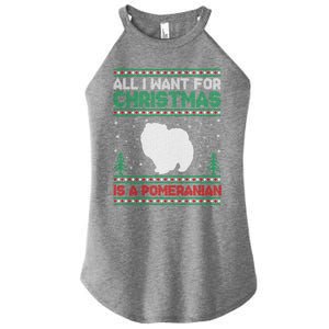 All I Want For Xmas Is A Pomeranian Dog Ugly Xmas Sweater Meaningful Gift Women's Perfect Tri Rocker Tank