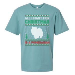 All I Want For Xmas Is A Pomeranian Dog Ugly Xmas Sweater Meaningful Gift Sueded Cloud Jersey T-Shirt