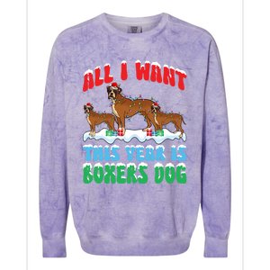 All I Want This Year Is Boxer Dog Wearing Christmas Hat Great Gift Colorblast Crewneck Sweatshirt