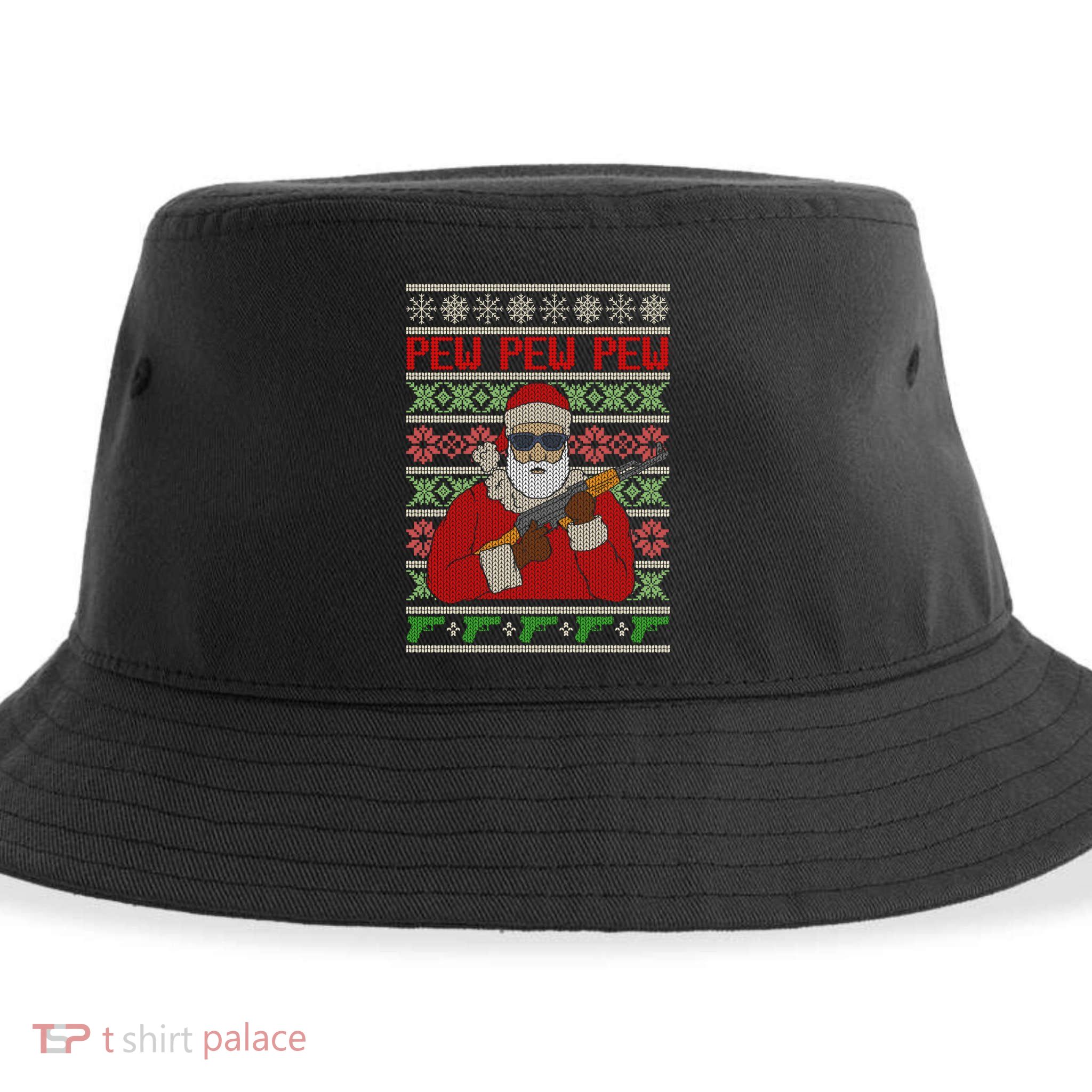 All I Want Is Guns Ugly Christmas Sweater Hunting Military Gift Sustainable Bucket Hat