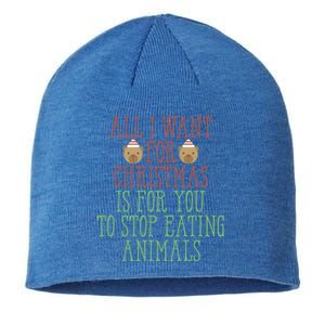 All I Want For Christmas Is You To Stop Eating Animals Humor Meaningful Gift Sustainable Beanie