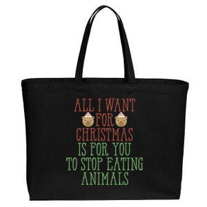 All I Want For Christmas Is You To Stop Eating Animals Humor Meaningful Gift Cotton Canvas Jumbo Tote