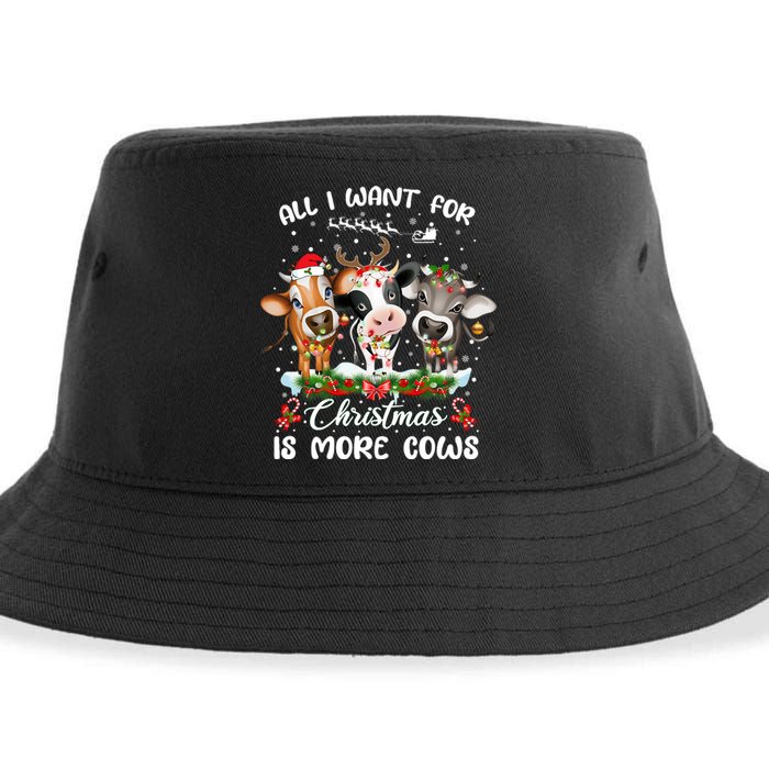 All I Want For Christmas Is More Cows Xmas Pajamas Sustainable Bucket Hat