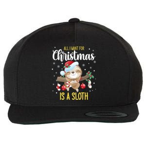 All I Want For Christmas Is A Sloth Funny Sleeping Sloth Gift Wool Snapback Cap