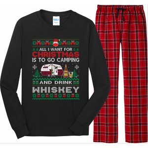 All I Want Is To Go Camping Whiskey Ugly Sweater Party Gift Long Sleeve Pajama Set