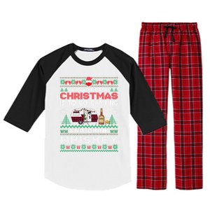 All I Want Is To Go Camping Whiskey Ugly Sweater Party Gift Raglan Sleeve Pajama Set