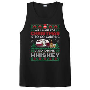 All I Want Is To Go Camping Whiskey Ugly Sweater Party Gift PosiCharge Competitor Tank