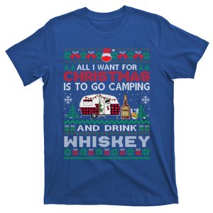 All I Want Is To Go Camping Whiskey Ugly Sweater Party Gift T-Shirt