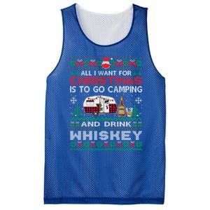 All I Want Is To Go Camping Whiskey Ugly Sweater Party Gift Mesh Reversible Basketball Jersey Tank