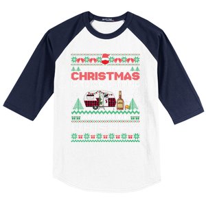 All I Want Is To Go Camping Whiskey Ugly Sweater Party Gift Baseball Sleeve Shirt