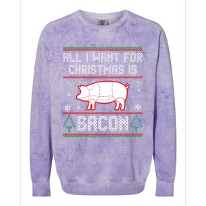 All I Want For Christmas Is Bacon Pig Ugly Christmas Sweater Gift Colorblast Crewneck Sweatshirt