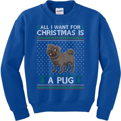 All I Want For Christmas Is A Pug Dog Ugly Xmas Holiday Meaningful Gift Kids Sweatshirt