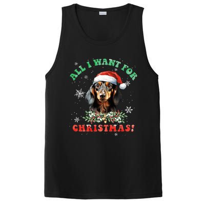 All I Want For Christmas Xmas Gifts For Dachshund Lovers  PosiCharge Competitor Tank