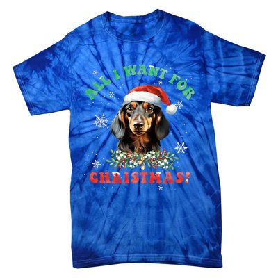 All I Want For Christmas Xmas Gifts For Dachshund Lovers  Tie-Dye T-Shirt