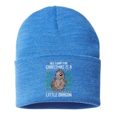 All I Want For Christmas Is A Dragon Ugly Xmas Gift Sustainable Knit Beanie