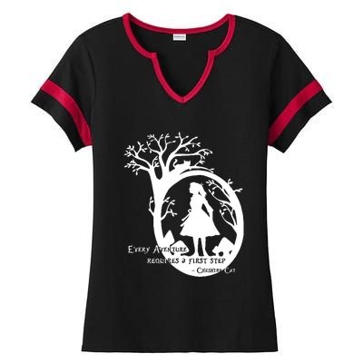 Alice In Wonderland Adventure Funny Ladies Halftime Notch Neck Tee