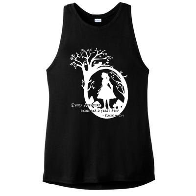 Alice In Wonderland Adventure Funny Ladies PosiCharge Tri-Blend Wicking Tank