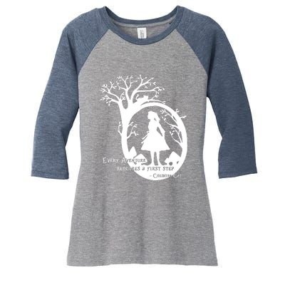 Alice In Wonderland Adventure Funny Women's Tri-Blend 3/4-Sleeve Raglan Shirt