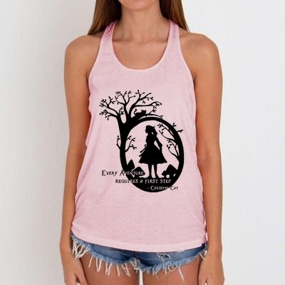 Alice In Wonderland Adventure Funny Women's Knotted Racerback Tank