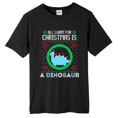 All I Want For Christmas Is A Dinosaur Fun Xmas Ugly Sweater Gift Tall Fusion ChromaSoft Performance T-Shirt