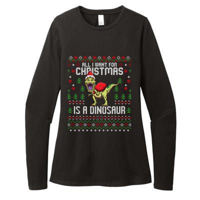 All I Want For Christmas Dinosaur Trex Ugly Xmas Womens CVC Long Sleeve Shirt